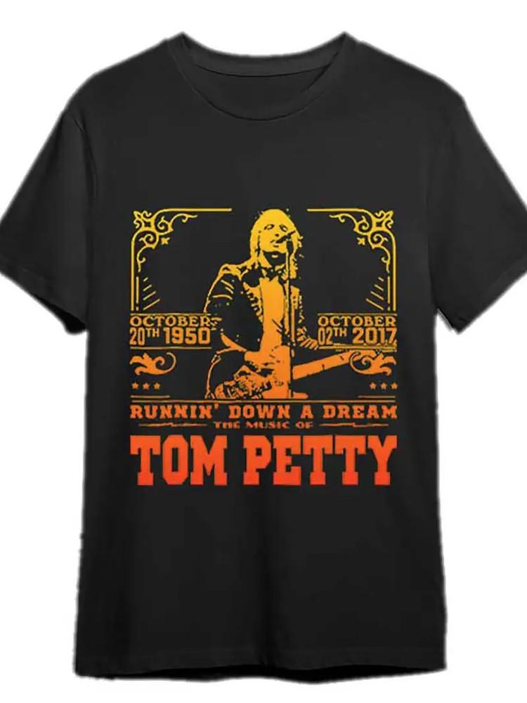 Мужская хлопковая футболка | Винтажный графический принт Tom Petty and The Heartbreakers | Мульти-Морской