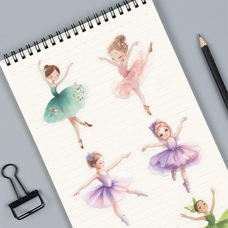 50PCS Cute Ballet Stickers Girls Dance Stickers Pack Waterproof Vinyl Decal for Scrapbook Water Bottle Laptop Phone Computer