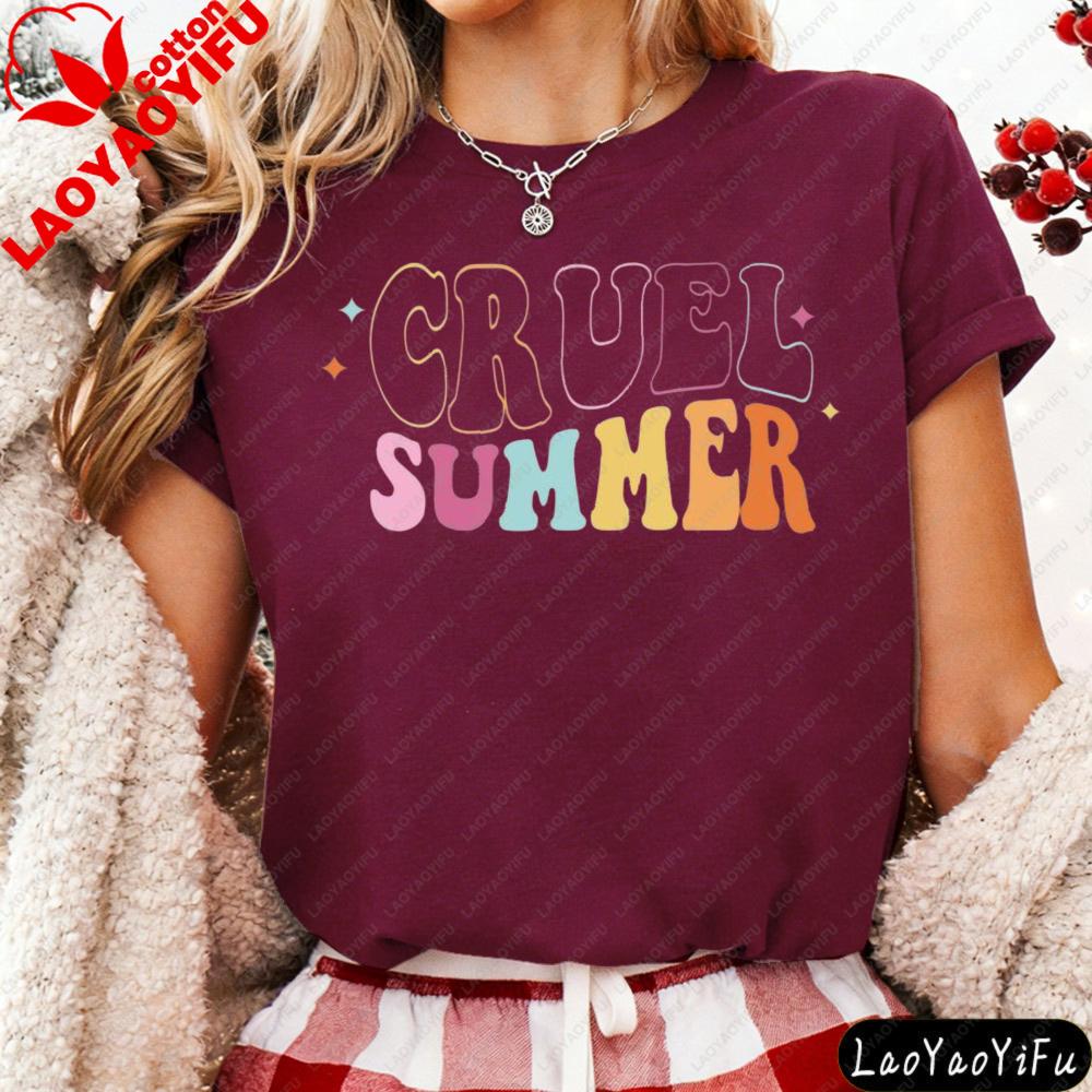 Cruel Summer Retro Groovy Font Graphic T Shirt Modern And Trendy Unisex Cotton Short Sleeve Summer Casual Daily Life TShirt