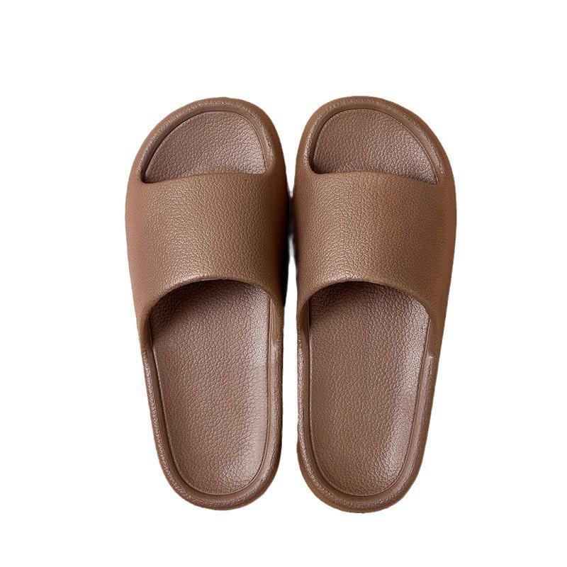 Однотонные нескользящие домашние шлепанцы из ЭВА с кожаной текстурой - Сандалии без запаха