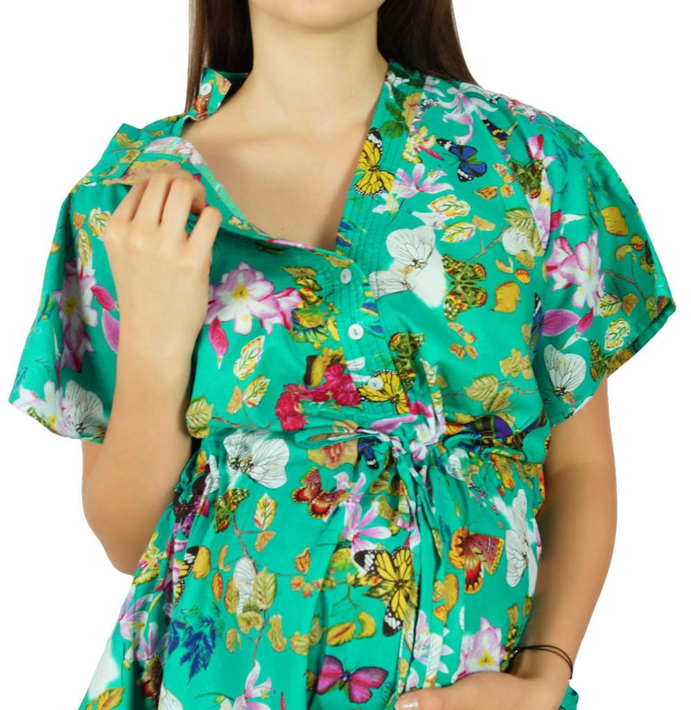 Bimba Хлопковый кафтан для кормления с пуговицами спереди, ночная одежда, подарок для будущих мам, для малыша