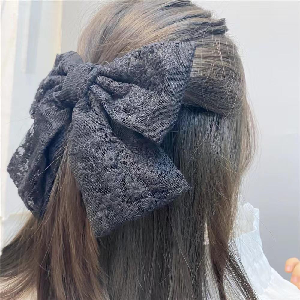 Lace Hair Clip Hairpins Black White Bow Knot Hair Barrettes Ribbon Women Vintage Flower Hair Ornament Fashion Hair Accessories