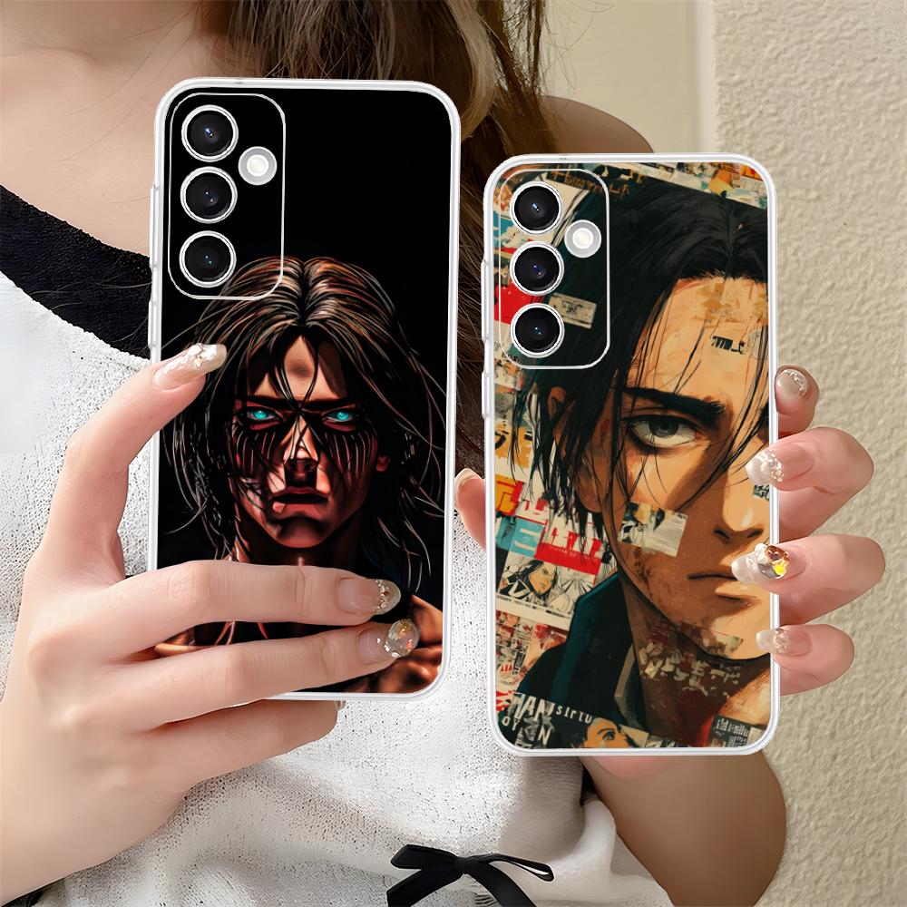 Прозрачный чехол для мобильного телефона AOT Эрен Йегер для Samsung Galaxy S25 S24 S23 S22 S21Plus FE Ultra Цветная крышка