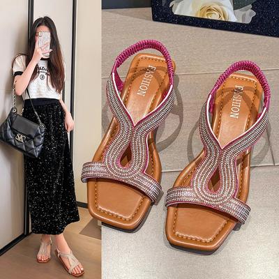 Мода 2024 Лето Новые Дизайнерские Женские Босоножки На Платформе Модные Повседневные Римские Туфли Женские Однотонные Босоножки С Кристаллами Zapatos De Mujer