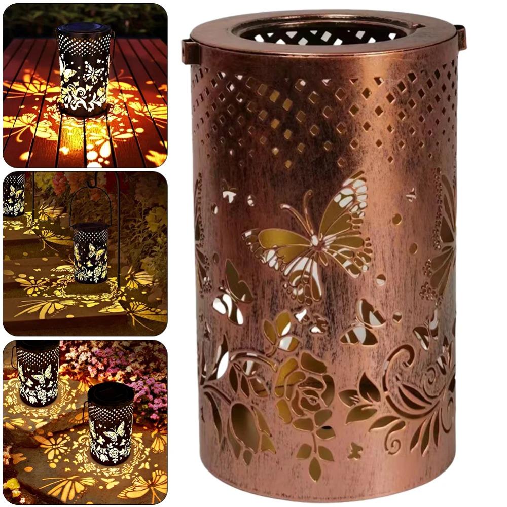 Butterfly Solar Outdoor Lantern Outdoor Solar Lamp IP65 Waterproof Vintage Solar Hanging Lantern Light Outdoor Garden Decoration