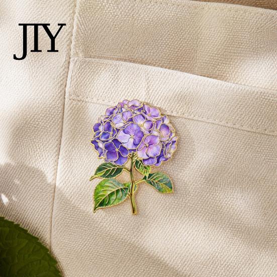 Fabric-friendly Brooch Pin, Enamel Hydrangea Shape Lapel Polished Edges Backpack Durable Pin Decorative Badge for Coat Collars Scarves Canvas