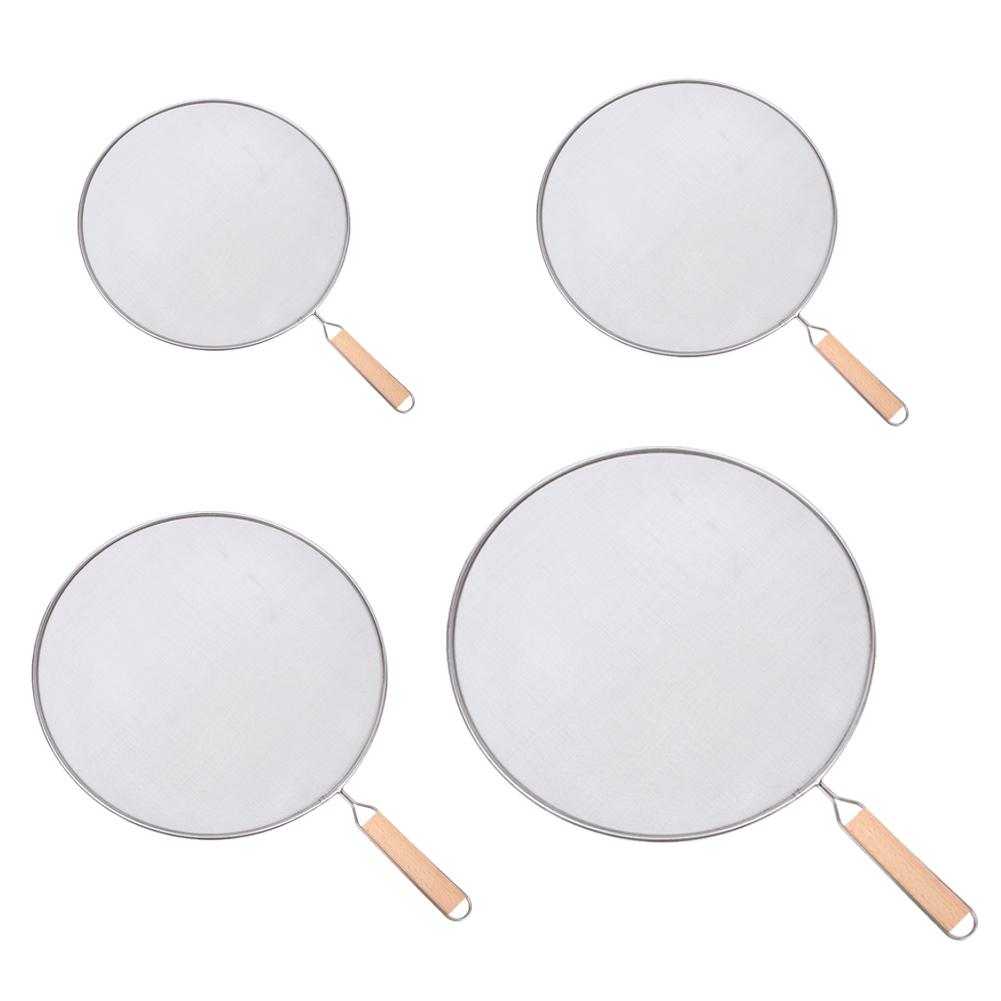 Дуршлаг из нержавеющей стали с деревянной длинной ручкой, подвесным ушком, крышкой для жарки в масле и приготовления пищи, сито с мелкой сеткой, кухонные инструменты