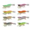 8pcs Shrimp Lures Luminous Silicone Realistic with Sound Beads Shrimp Baits for Squid Octopus 3.5