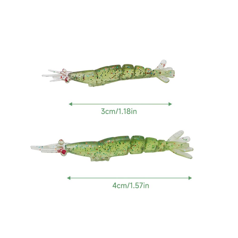 10Pcs/box Silicone Shrimp Lure Bait Mini Soft Grass Shrimp Glow-in-the-dark Bait 3cm/4cm Transparent Fake Baits Fishing Lures