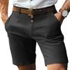 Men Shorts Mid-rise Buttons Zipper Fly Solid Color Shorts with Pockets Straight Leg Summer Casual Shorts Daily Wear