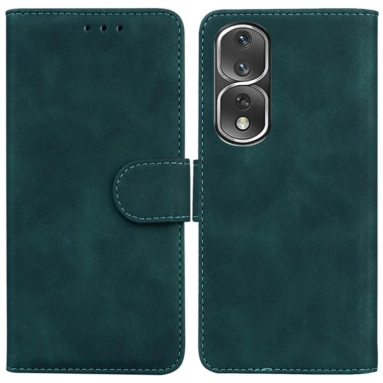 For Honor 80 Pro 5G Wallet Phone Case Solid Color PU Leather Stand Shockproof Cover