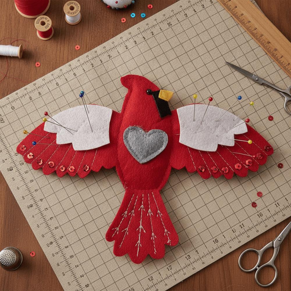 Handmade Bird Shape Sewing Kit Storage Pad Compact Felt Bird Sewing Collection Ornament Women