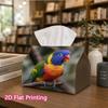 1pc, 2D Flat Printing, Tissue Box Rainbow Honeydew Parrot Pattern on Tree Branches Printed Tissue Box, Suitable for Bathrooms, Living Rooms, Bedrooms,