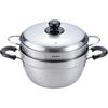 Wahei Freiz Tsubame-Sanjo Overflow-Resistant Two-Tier Steamer, 23cm, with Lid, Stainless Steel, Induction and Gas Compatible, Enzo (EM-010)