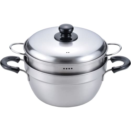 Wahei Freiz Tsubame-Sanjo Overflow-Resistant Two-Tier Steamer, 23cm, with Lid, Stainless Steel, Induction and Gas Compatible, Enzo (EM-010)