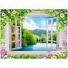 5D Diy Полный круглый дрель Алмазная картина Пейзаж Цветок за окном Вышивка крестом Свадебный декор