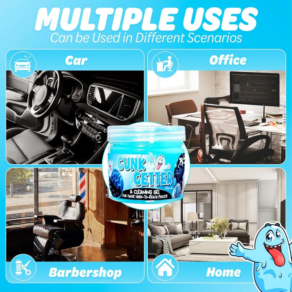 PeerBasics Gunk Getter, Cleaning Gel for Those Hard to Reach Places, Automotive Cup Holder Electronic Keyboard Office, Slime Gel Cleaner Dust Crumb