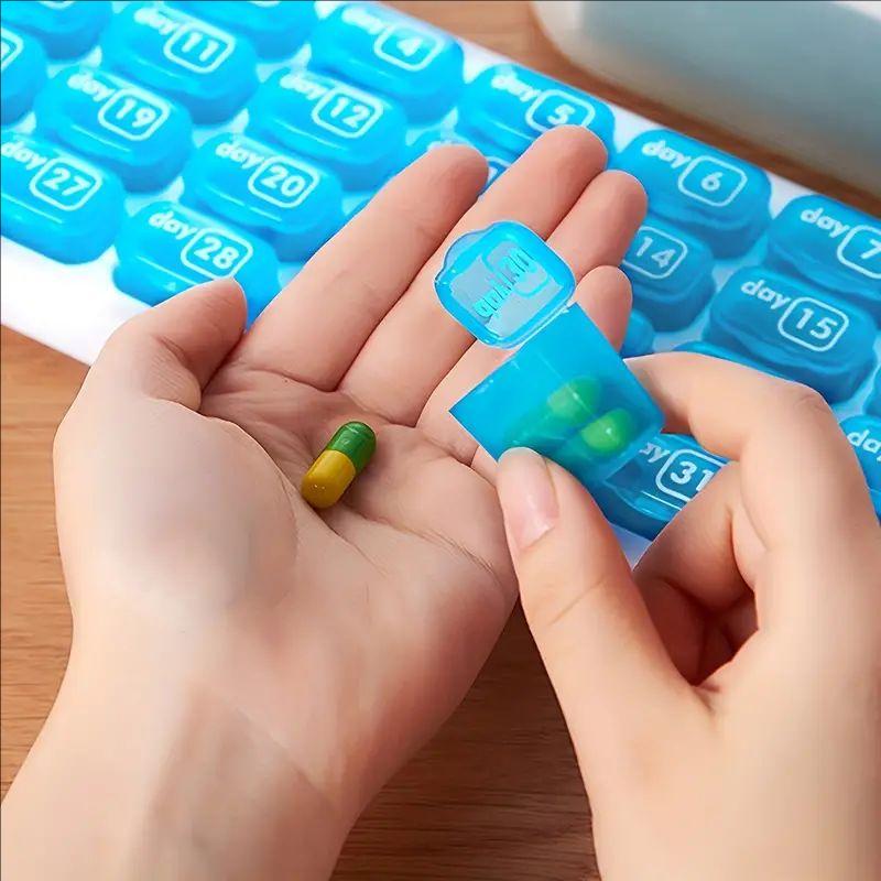 1pc 31-Day Monthly Pill Organizer Case, Plastic Keyboard Style Pill Box, Large Capacity Daily Medicine Storage Case With Dates