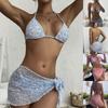 Fashion Women's Sexy Short Skirt Three Piece Mesh Swimwear Bikini Set