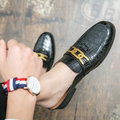Летняя мода мужские тапочки Baotou с крокодиловым узором, новая молодежная верхняя одежда, удобные полутапочки, ленивая обувь, мужская кожаная обувь