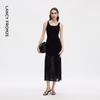 Elegant Triacetate Patchwork Fishtail Midi Dress