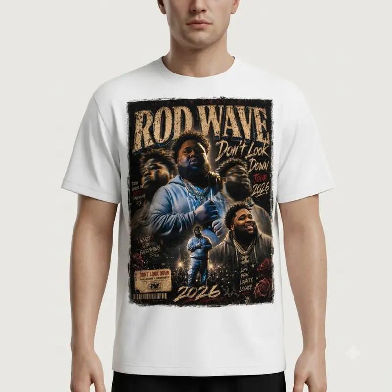 Rod Wave Don't Look Down Tour 2026 Vintage Concert Graphic Heart Over Everything