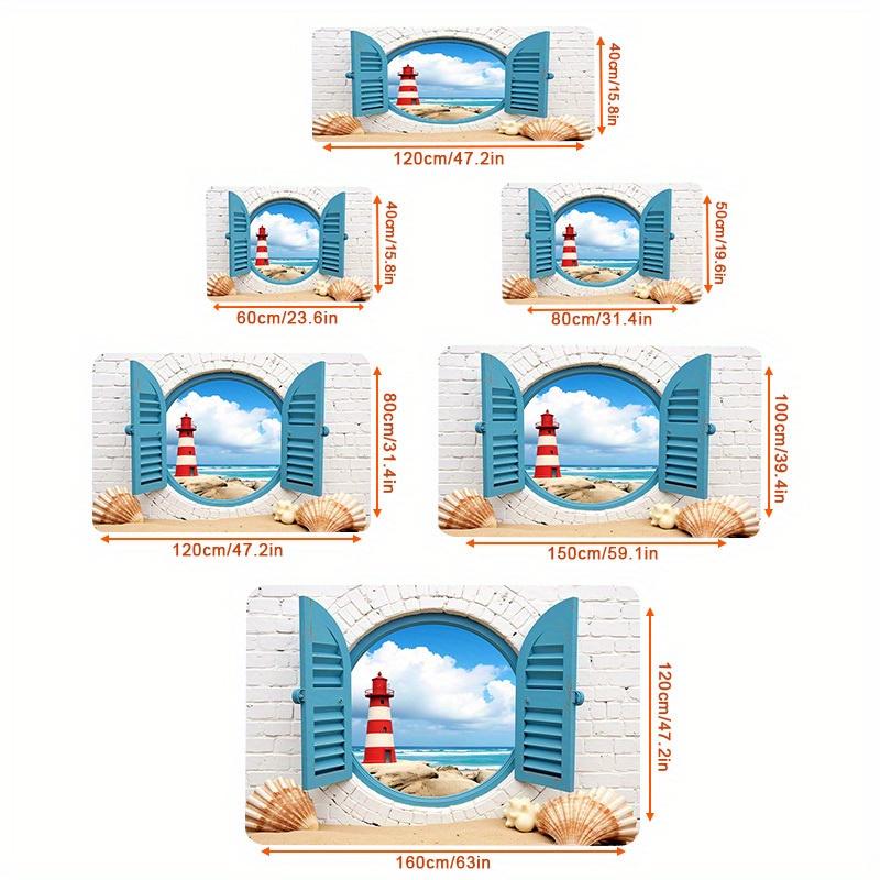 2D Flat Lighthouse Ocean View Flannel Door Mat Non Slip Coastal Decor Entryway Rug for Beach House Bathroom Kitchen Home