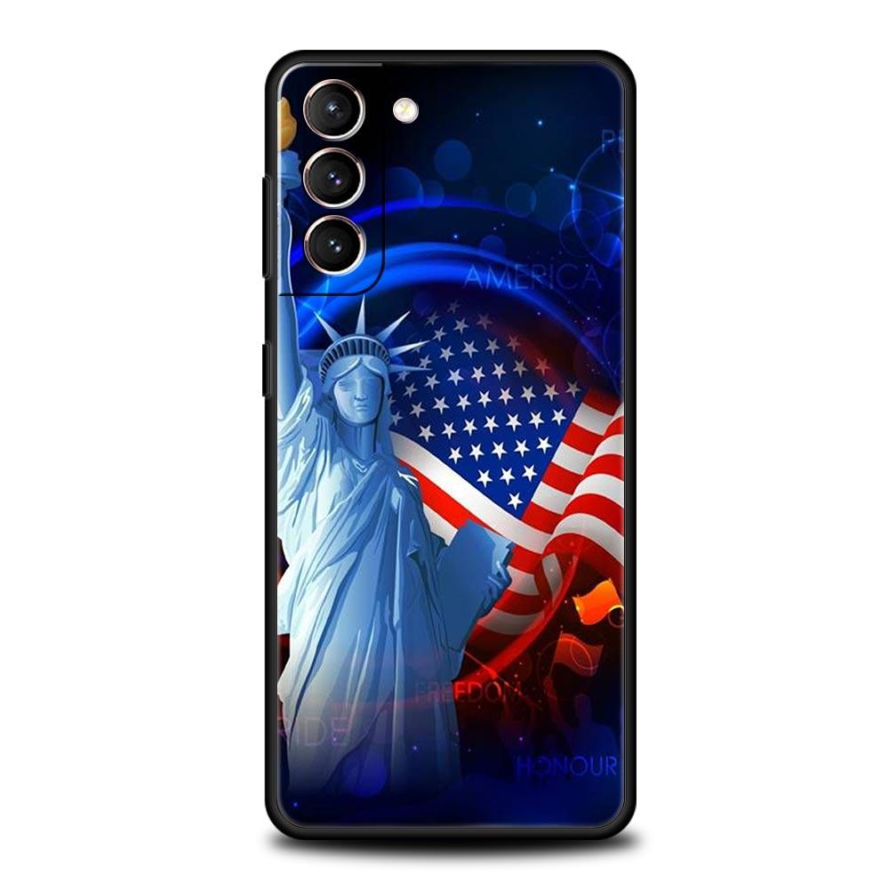 Американский флаг США Чехол для телефона для Samsung Galaxy S26 Ultra S25 Plus S24 FE S23 S22 5G S21 S20 Черный Мягкий