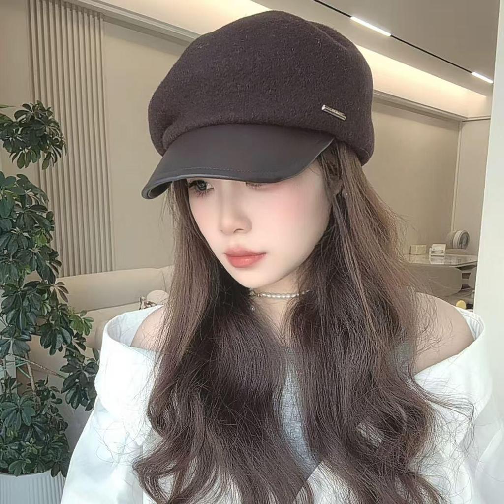 Women's Wool Felt Leather Brim Duckbill Cap - Autumn/Winter British Retro Beret