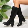 Fashion Designer Leather High-heeled Women's Boots 2025 Autumn and Winter New Trend Elegant Solid Color Zipper Design Fashion Boots