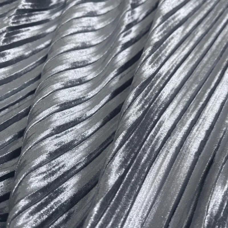 Solid Color 100x150cm Pleated Satin Fabric Per Meter Needlework Dress Skirt Costume Clothes Diy Sewing Cloth Soft Glossy Smooth