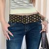 PU Leather Polka Dot Belt Large Oval Buckle Skirts Waistband Vintage Retro Wide Belt  Female