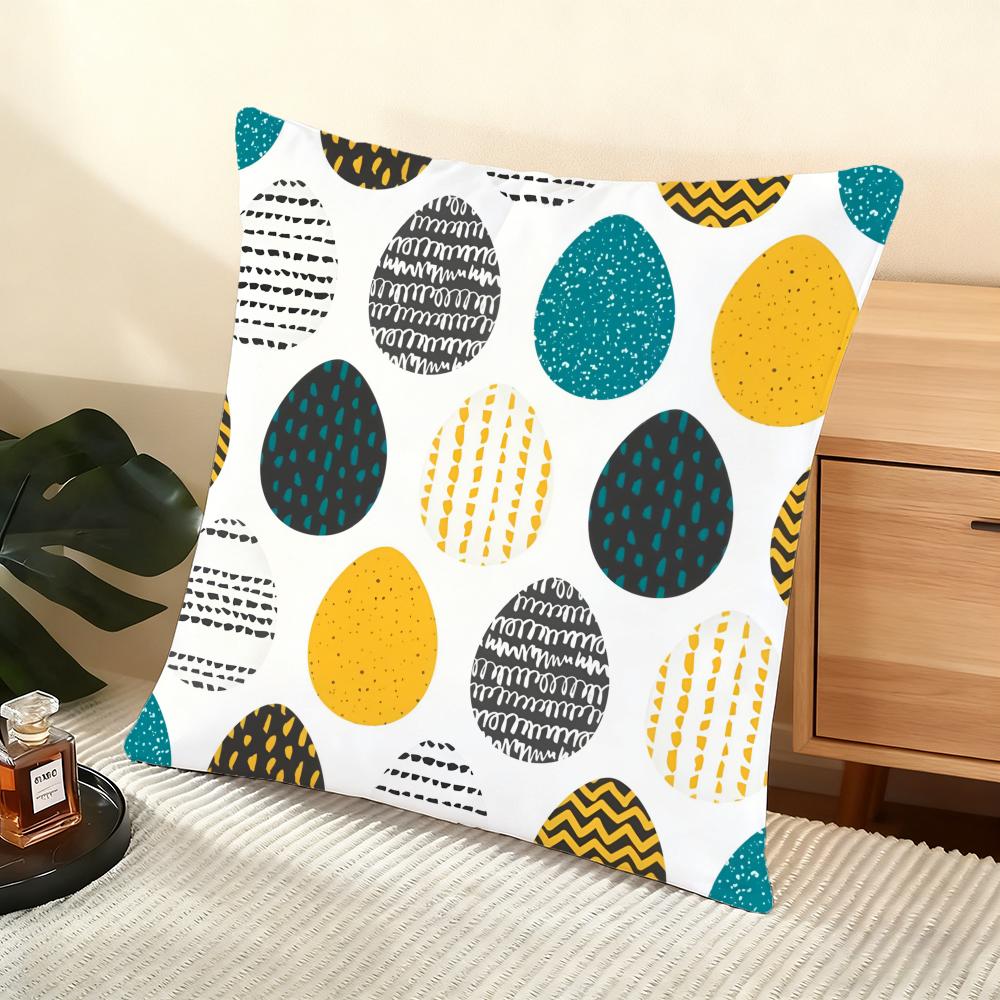 Happy Easter Cushion Cover Soft Short Plush Pillow Cover Smooth Cozy Texture Aesthetic Cushion Case Home Decor
