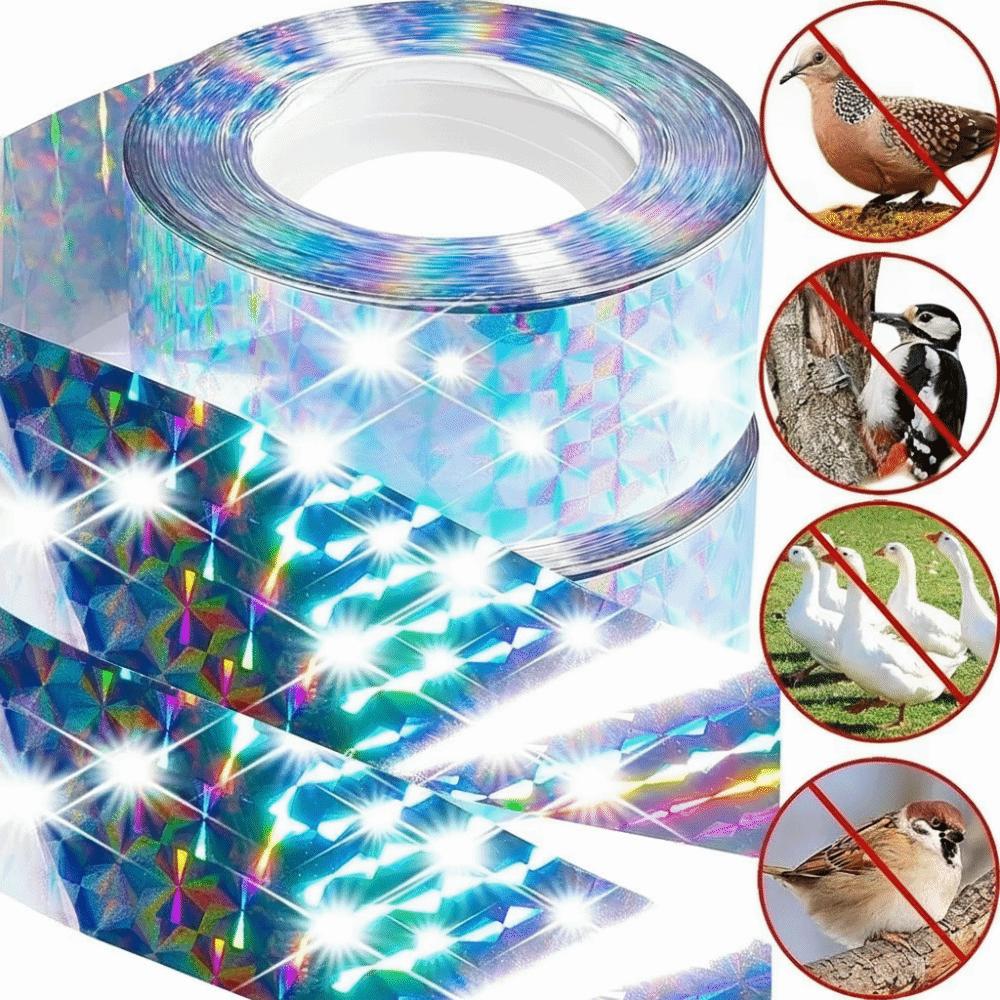 Laser Repellent Bird Deterrent Tape Holographic Reflective Scare Ribbon Pest Control Tape Garden