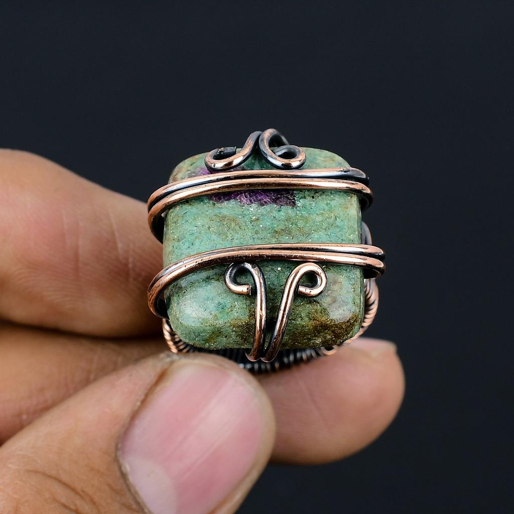 Рубин в драгоценном камне фуксита ручной работы из медной проволоки, ювелирное кольцо размером 6,5 g2q58