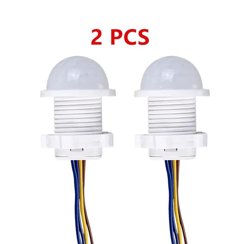 2pcs Mini PIR Motion Sensor Detector Smart Switch Home Indoor Outdoor Infrared Light 220V Time Delay Mode Adjust Lighting Switch