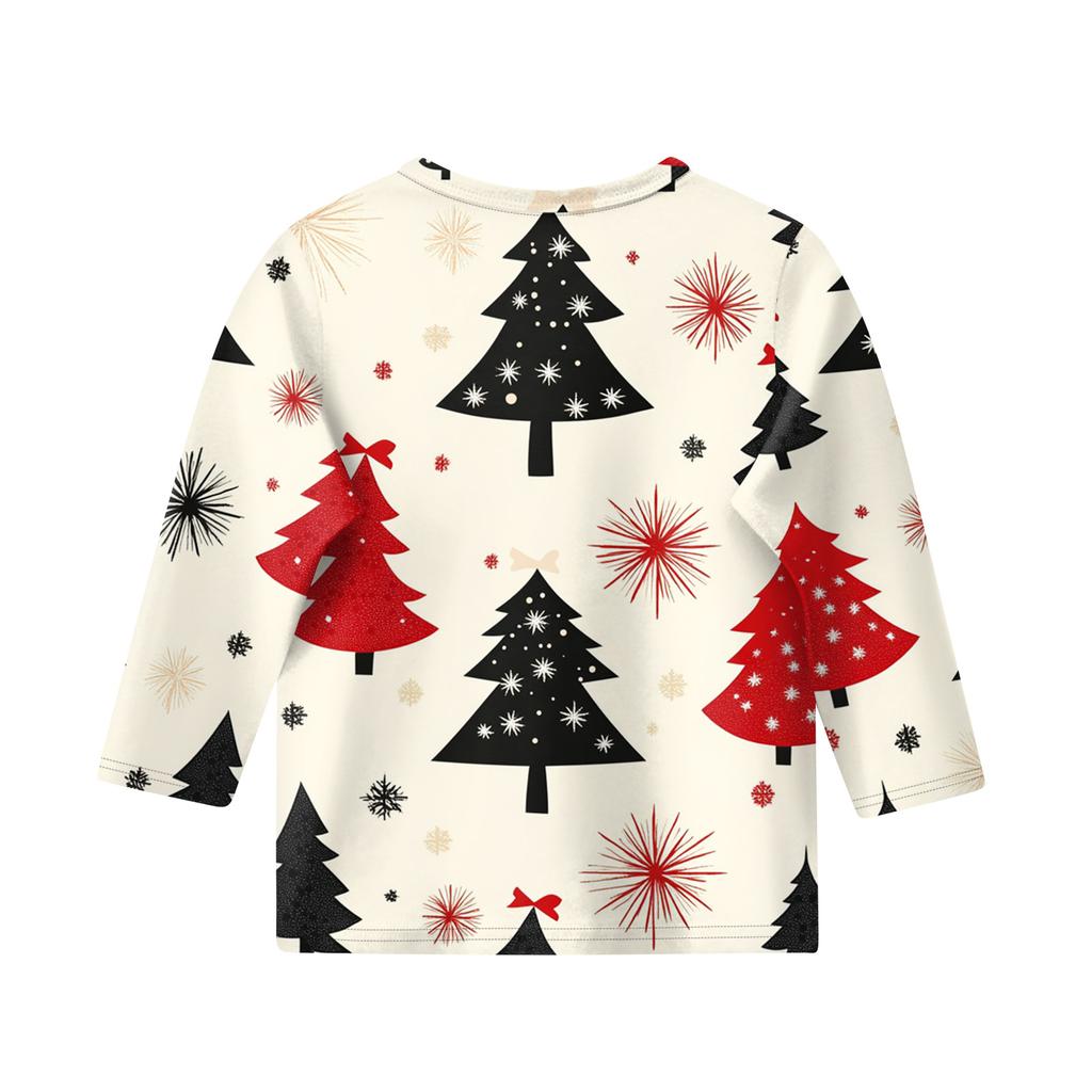 Рождественские топы с принтом для девочек-подростков 5-16 лет, футболки с круглым вырезом и рукавами 3/4, модные топы, нарядные футболки