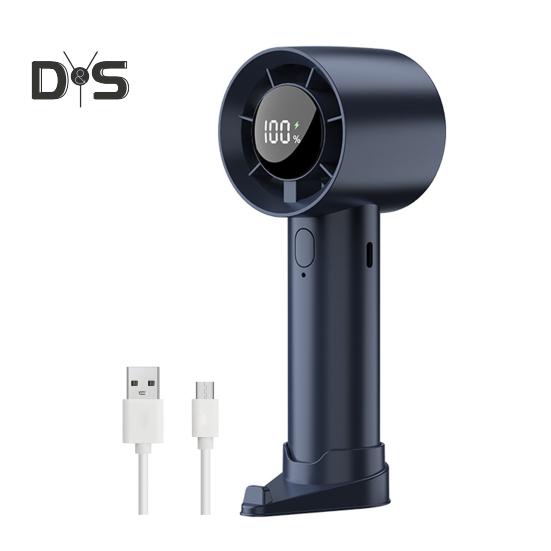 Ручной вентилятор с цифровым дисплеем на базе, 100-скоростной регулятор, мощный воздушный поток, низкий уровень шума, перезаряжаемый портативный персональный охлаждающий вентилятор