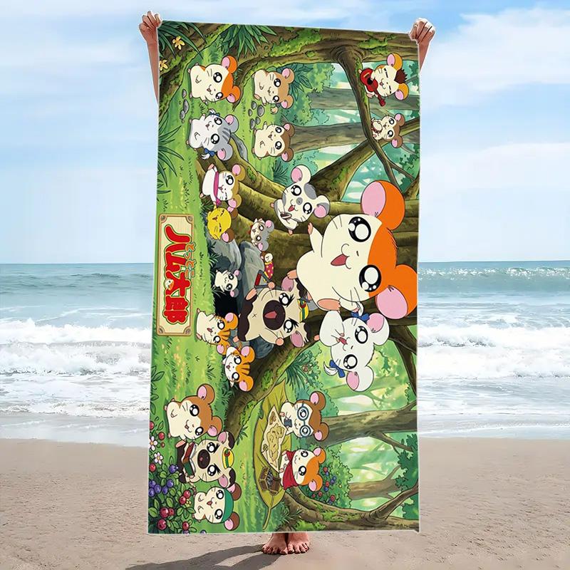 Hamtaro Anime Print Beach Towel, Large Soft Quick Dry Towel for Beach Camping Swimming
