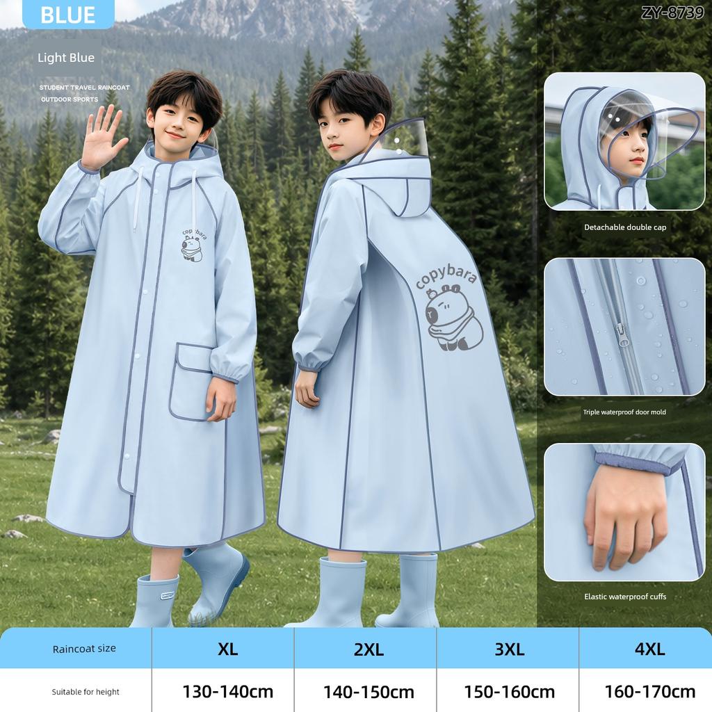 Children's Raincoat for Elementary School Students, Boys and Girls, 2026 Long Style Full-Body Rain Protection with Backpack Space
