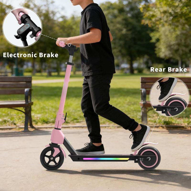 Electric Scooter — 6.5-inch Solid Tires, 130W Brushless Motor, Alloy Steel Frame, Foldable Design — A Gift for Kids.