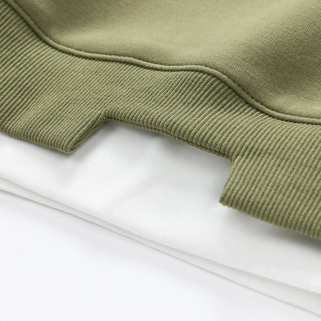 Men's And Women's Casual Color-blocking Faux Two-piece Round-neck Hoodies, Men's Trendy Color-blocking Long-sleeved Tops