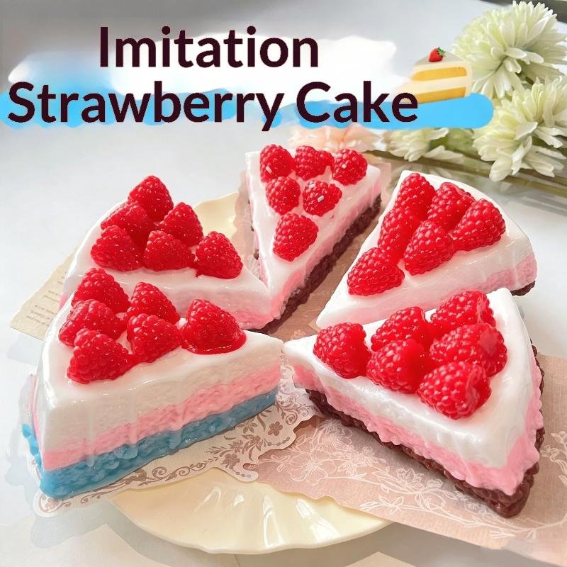Soft Food Shaped Squeeze Toy Cute Strawberry Mousse Cake Design Stress Relief  Toy for Desk Decor Relaxation Use