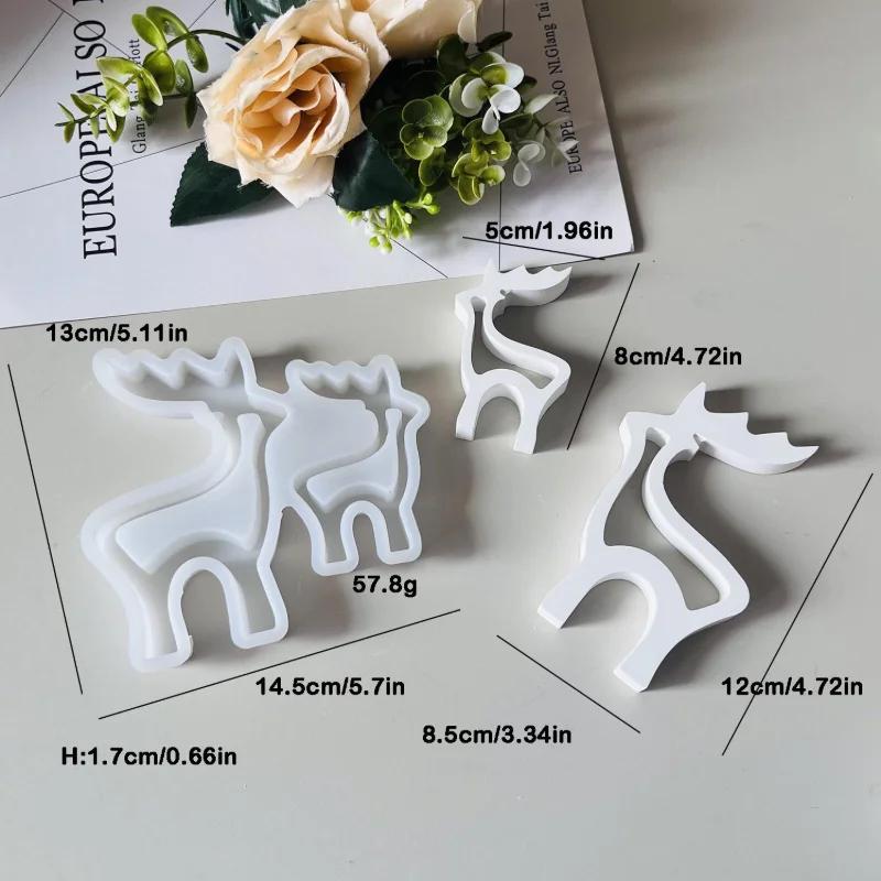 Top Quality Christmas Elk Silicone Candle Mold DIY Xmas Deer Ornaments Making Soap Plaster Resin Casting Molds Home Decor Craft