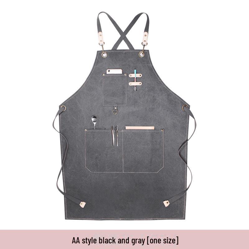 Фартук из холста с цветочным логотипом для молочного чая, выпечки, кухни и парикмахерской - утолщенный, для мужчин и женщин