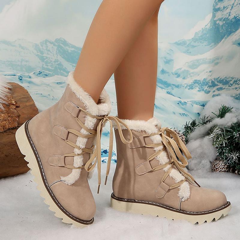 Ботильоны на плоской подошве для женщин, повседневная обувь из меховой замши, короткие плюшевые хлопковые туфли, тренд 2024 года, зимние теплые ботинки на шнуровке Botas De Mujer