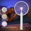 Foldable Electric Fly Swatter with UV Light, USB Rechargeable LED Lamp for Summer Mosquito Trap, Anti Insect Bug Zapper