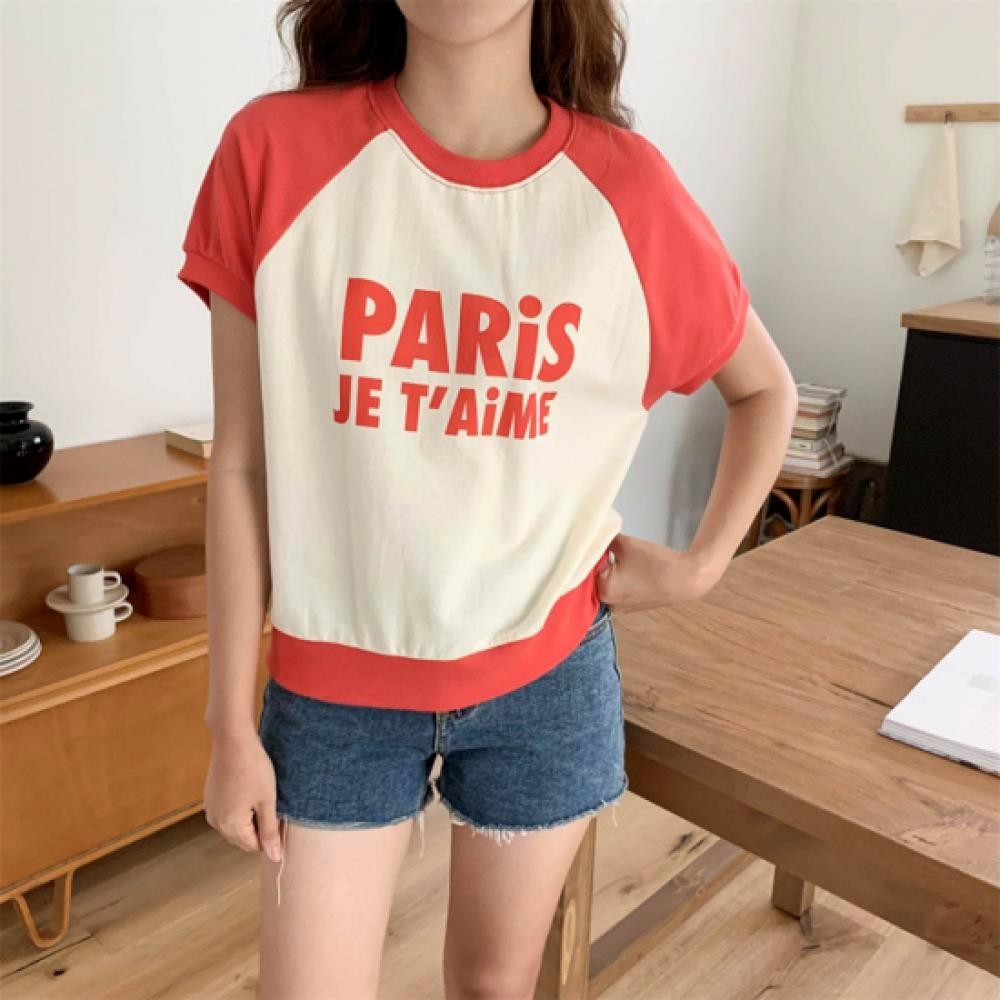 New Arrivals Open Run Women Raglan ShorT Sleeve Color Block T shirT