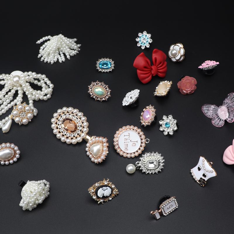 Shoe Charms for Sneakers Shoelaces Clips Buckle Decorations Rhinestones Pearl Gem Casual Flower Fashion Shoes Accessories 1 PCS