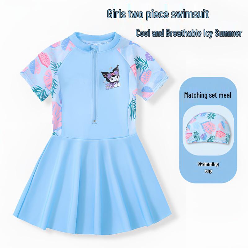 2024 Девочки Цельный Купальник-Юбка - Летняя Купальная Одежда для Детей в Размерах S, M и L